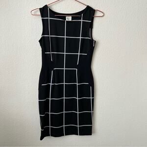 Anthropologie Weston Wear black white window pane grid sleeveless sheath dress